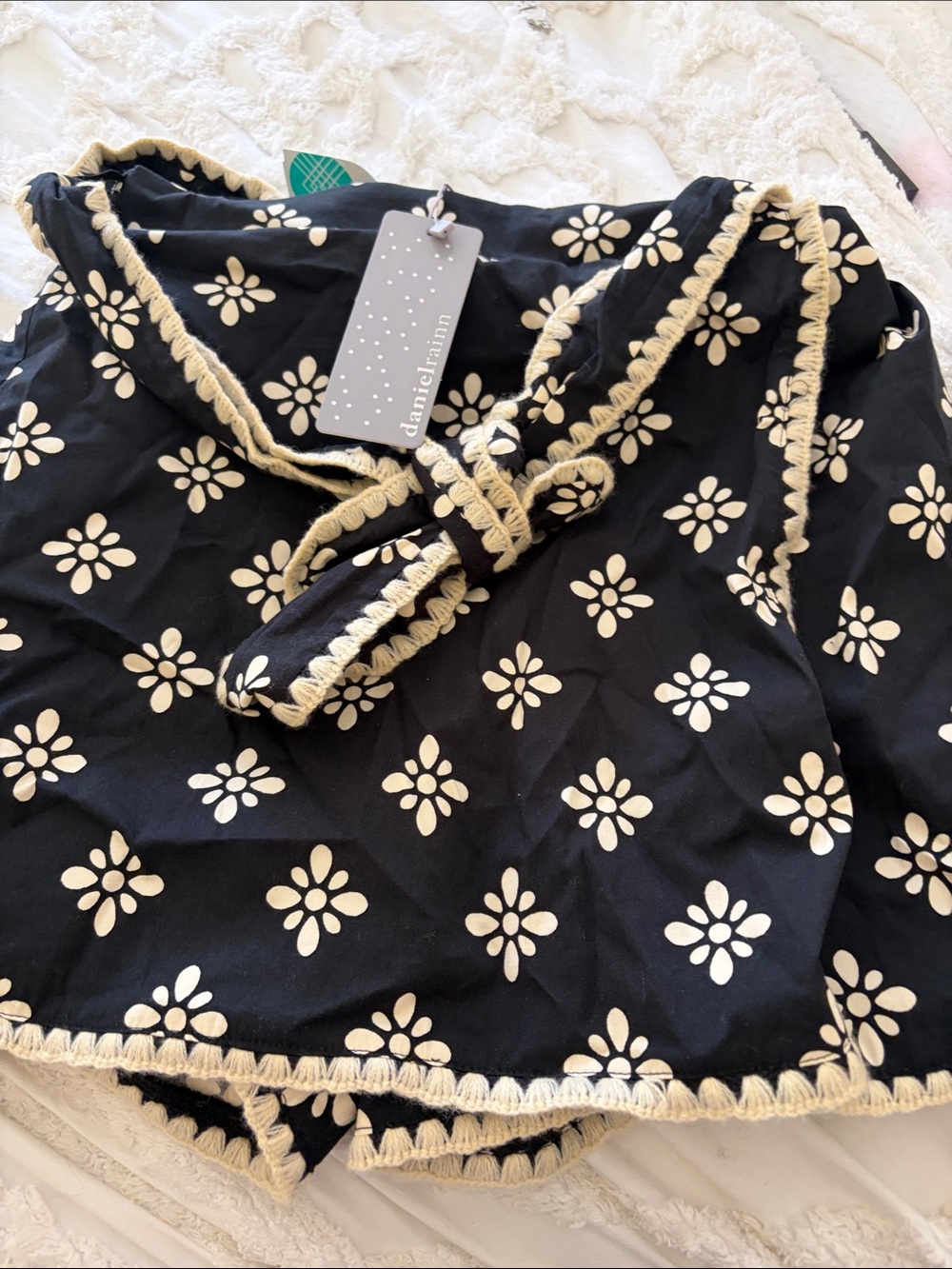 Daniel Rainn Black Mini Skirt with Cream Floral Trim